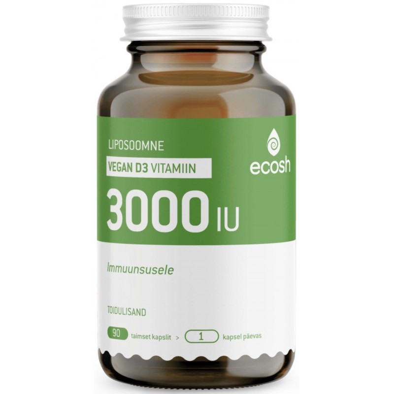 Ecosh Liposoomne Vegan D3-vitamiin 3000 IU 90 kapslit foto